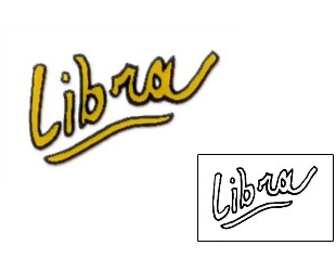 Picture of Yellow Libra Lettering Tattoo