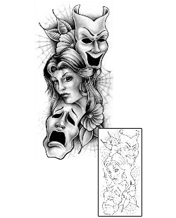 Comedy Tragedy Mask Tattoo Plant Life tattoo | SAF-00030