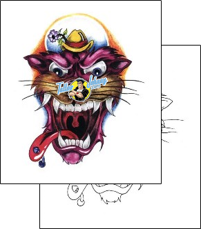 Cat Tattoo animal-cat-tattoos-sacred-clown-scf-00110