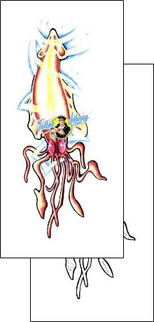 Sea Creature Tattoo marine-life-squid-tattoos-sacred-clown-scf-00186