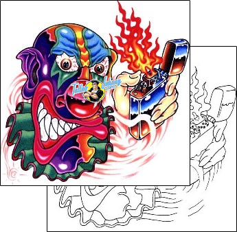 Fire – Flames Tattoo fantasy-clown-tattoos-sacred-clown-scf-00234