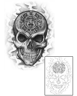 Aztec Tattoo Sun Stone Skull Tattoo