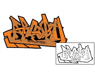 Picture of Abrupt Graffiti Lettering Tattoo