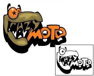 Picture of Crazy Moto Graffiti Lettering Tattoo