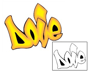 Picture of Dove Graffiti Lettering Tattoo