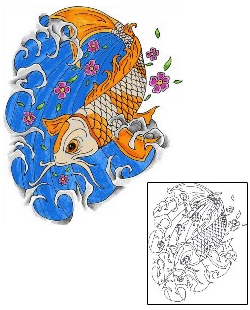 Koi Tattoo Marine Life tattoo | SZF-00038