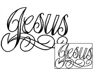 Picture of Jesus Script Lettering Tattoo