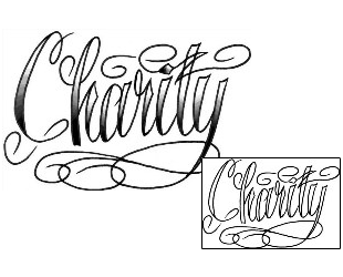 Lettering Tattoo Charity Script Lettering Tattoo