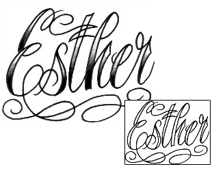 Picture of Esther Script Lettering Tattoo