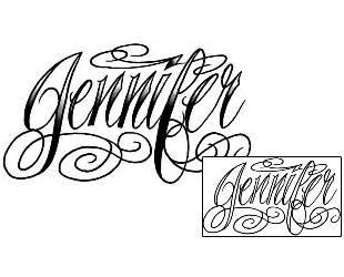 Picture of Jennifer Script Lettering Tattoo
