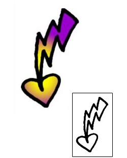 Picture of Yellow Heartbreak Lightning Tattoo 