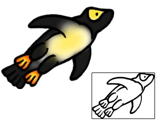 Marine Life Tattoo Penguin In Action Tattoo