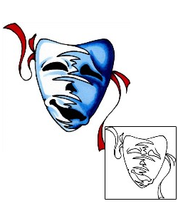 Comedy Tragedy Mask Tattoo X2F-00075