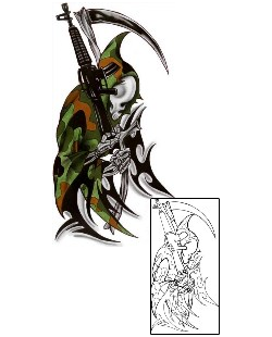 Gun Tattoo Tribal Military Reaper Tattoo