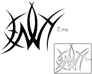 Picture of Envy Tribal Lettering Tattoo