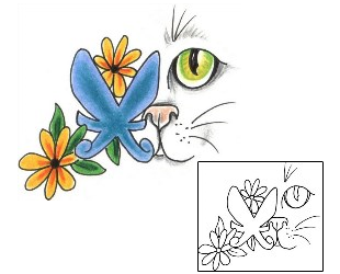 Cat Tattoo Plant Life tattoo | JJF-01313