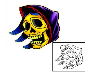 New School Tattoo Hooded Skull