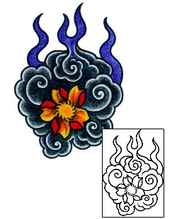 Fire – Flames Tattoo Smokey Cherry Blossom