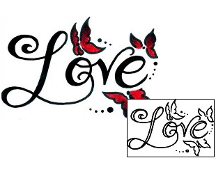 Love Tattoo Butterfly Love Lettering Tattoo