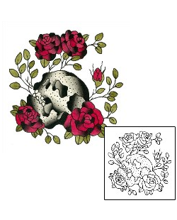 Plant Life Tattoo Traditional Skull & Roses Tattoo