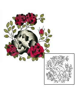 Traditional Tattoo Traditional Skull & Roses Tattoo