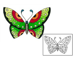 Traditional Tattoo Traditional Green Butterfly Tattoo