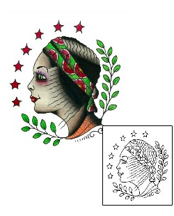 Picture of Traditional Lady Head Tattoo