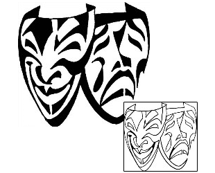 Comedy Tragedy Mask Tattoo ANF-01542