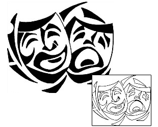 Comedy Tragedy Mask Tattoo ANF-01545