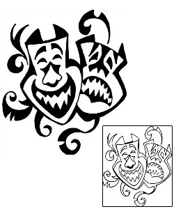 Comedy Tragedy Mask Tattoo ANF-01547