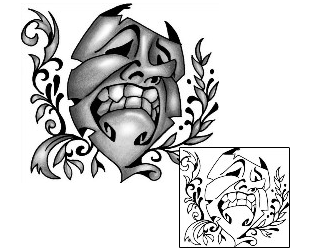 Comedy Tragedy Mask Tattoo ANF-01560