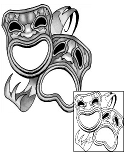 Comedy Tragedy Mask Tattoo ANF-01577