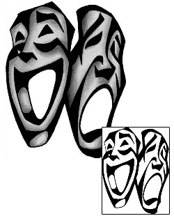 Comedy Tragedy Mask Tattoo ANF-01583