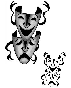 Comedy Tragedy Mask Tattoo ANF-01584