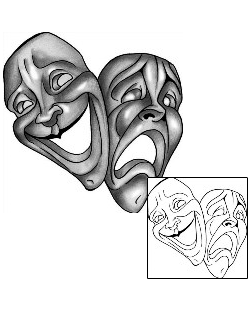 Comedy Tragedy Mask Tattoo ANF-01586