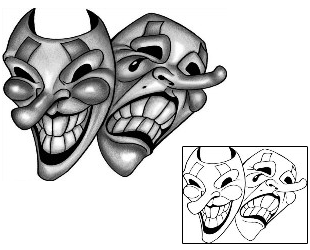 Comedy Tragedy Mask Tattoo ANF-01588