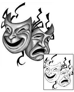 Comedy Tragedy Mask Tattoo ANF-01589