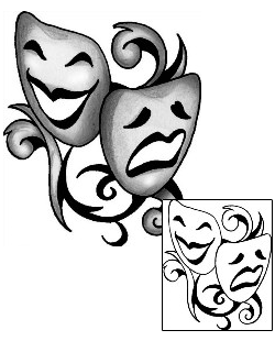 Comedy Tragedy Mask Tattoo ANF-01605