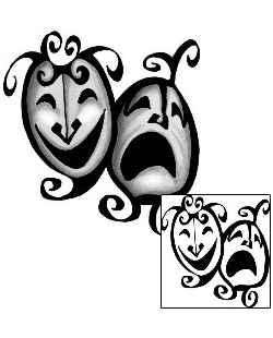 Comedy Tragedy Mask Tattoo ANF-01607