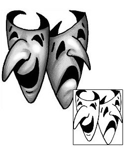 Comedy Tragedy Mask Tattoo ANF-01609