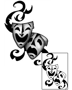 Comedy Tragedy Mask Tattoo ANF-01612