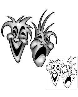Comedy Tragedy Mask Tattoo ANF-01615
