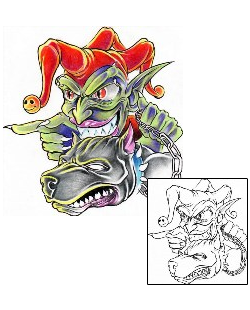 Cartoon Tattoo Jester's Dog Tattoo