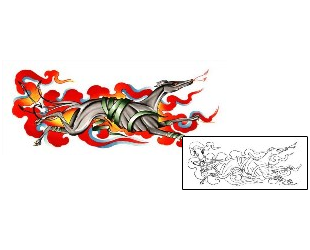 Fire – Flames Tattoo Traditional Greyhound Tattoo