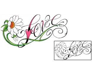 Picture of Love Script Lettering Flower Tattoo