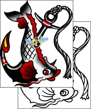 Fish Tattoo marine-life-fish-tattoos-captain-black-bkf-00725
