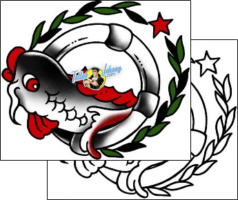 Fish Tattoo marine-life-fish-tattoos-captain-black-bkf-00818