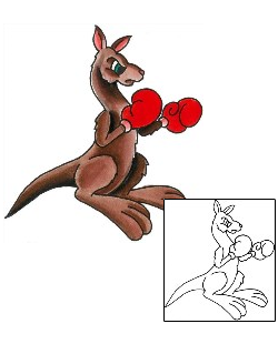 Cartoon Tattoo Boxing Kangaroo