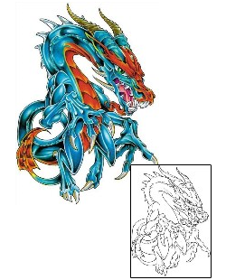 Evil Tattoo Blue Dragon Attack Tattoo