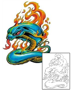 Fire – Flames Tattoo Slithery Snake Tattoo